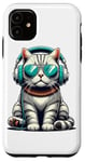 Coque pour iPhone 11 Headphones Sunglasses British Shorthair Cat