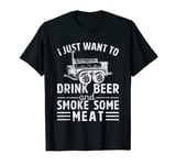 Drink Beer And Smoke Meat Fun Barbeque Grilled Lover Graphic T-Shirt