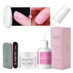 Aokitec 4 PCS Dip Powder Nail Repair Kit for Broken Natural Nails, 28g Dipping Build Powder & Nail Repair Glue, Quick Nail Repair Nail Hardener Nail Strengthener Treatment for Damaged Weak Split Nails