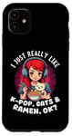 Coque pour iPhone 11 T-shirts Ramen Lovers, j'aime vraiment la K-POP, les chats et les ramen