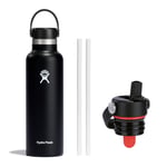 Hydro Flask Standard Mouth Flex Cap + Straw Cap, 621ml (21oz), Black