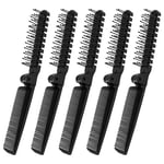 5 Pcs Plastic Folding Hair Brush- Black Double Headed Hair Straight Combs