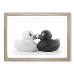 Big Box Art Rubber Ducks Opposites Attract Framed Wall Art Picture Print Ready to Hang, Oak A2 (62 x 45 cm)