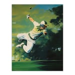 Cricket Match Outfield Diving Catch Watercolour Artwork For Him Fan Man Cave Unframed Wall Art Print Poster Home Decor Premium