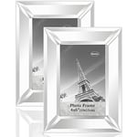 Meetart Lot de 2 cadres photo miroir 10 x 15 cm pour décoration d'intérieur, à suspendre au mur ou à poser sur une table