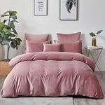 Sedefen Flanelle Housse de Couette 200x200cm + 2 Taies d'oreiller 65x65cm Rosa Parure de lit 2 Personnes Peluche Hiver Chaude Duveteuse Ado Linge de lit Avez Fermeture Éclair