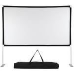 Cran De Projection Portable, Rideau De Projection Avant Arrière Pliable 4k Hd 16:9, Sans Plis Avec Support 100 Pouces - Aiducho