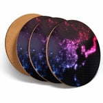 4 Set - Neon Globe Map Earth Cool Coasters - Kitchen Drinks Coaster Gift #2396