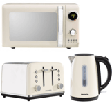 Daewoo Kensington Cream Jug Kettle, 4 Slice Toaster & Microwave Matching Set