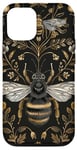 Coque pour iPhone 12/12 Pro Beau motif abeilles et fleurs noires