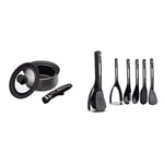 MasterClass Smart Space Saucepans, Non-Stick Saucepans for All Hobs, 5-Piece Set, Grey & Magnetic Kitchen Utensil Set, Black, Pack of 5,9 x 9 x 30 cm, Pack of 5