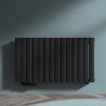 Doporro - Radiateur de Salle de Bains Chauffage Central 60x108cm Radiateur à Eau Chaude Panneau Double Couches Horizontal Noir-Gris 1189W