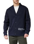 Tommy Hilfiger Men Badged Graphic Cardigan Knitted Jumper with Buttons, Blue (Desert Sky), L