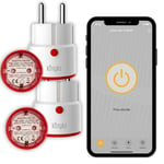 Lot De 2 Prises Connectee Priska Max 3 Eu-Wifi + Bt,Fonctions Avancees V3,16A,Compteur De Consommation,Compatible Alexa Et Google Home & Tuya Blanc/Rouge