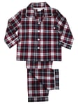 Mini Vanilla Boys Jordan Check Traditional Pyjamas - Burgundy Cotton - Size 1-2Y