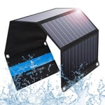 BigBlue 3 USB Ports 28W Solar Charger (5V/4.8A Max Total) Foldable Waterproof Outdoor Solar Battery Charger Compatible for iPhone Samsung Galaxy LG etc