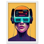 The Gamer Streaming VR Headset Retro Futurist Kids Artwork Framed Wall Art Print A4