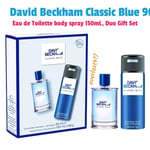 David Beckham Classic Blue 90ml Eau de Toilette body spray 150ml, Duo Gift Set