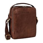 STILORD 'Bastian' Pochette Homme Cuir Vintage Sac à Main Bandoulière Cuir Homme Vintage Sac Messager Petit avec Poignée Sac pour Tablette iPad 9,7 Pouces en Cuir Véritable, Couleur:Kara - Cognac