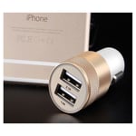 Double Adaptateur Prise Allume Cigare Usb Pour Samsung Galaxy S5 Smartphone 2 Ports Voiture Chargeur Universel Couleurs - Or