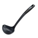 Tasty Everyday Soup Ladle for Left & Right-Handed Users, Soft-Touch Handle Soup Spoon for Cooking & Serving Soup, Spoon Ladle with Measurements, Kitchen Utensil, Size: 34x10x8cm, Colour: Black & Grey