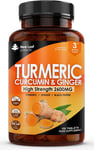 Turmeric Tablets 2600Mg with Black Pepper & Ginger - 95% Curcumin Extract -180 T