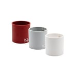 KalaMitica - Lot de 3 cylindres magnétiques de 6,5 cm - Glace, rouge, blanc - Boîtes de rangement ou porte-pots magnétiques avec aimant puissant pour tableaux magnétiques muraux