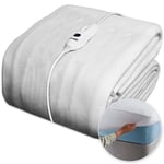 Electric Blanket Single Heated Fitted Under Blanket 3 Heat Washable Fleece 