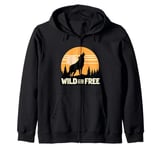 Lone Wolf Howling at the Moon Jackal Animal Gift Men Women Zip Hoodie