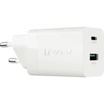 Speed Charger 38 w mit GaN-Technologie (Wall Charger, Netzteil mit 2 USB-Anschlüssen (1x usb Type c pd, 1x usb a qc), Laden Von 2 Geräten, weiß