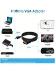 Kaapeli, HDMI-yhteensopiva Vga-, 1080p HDMI-yhteensopiva uros-Vga-uros-videomuunnin kaapeli, joka on yhteensopiva pöytätietokoneen, kannettavan tietokoneen, DVD- ja 15-nastaisten D-Sub Vga HD -televisioiden, projektorien kanssa -6ft-musta