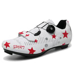 Koyike Chaussures de Cyclisme avec Imprimé étoile à Cinq Branches,Mesh Respirant Chaussures de Cyclisme,Fermeture Velcro Chaussures de Verrouillage à Boucle Rotative,Unisexe,A-44