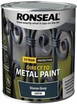 Ronseal Direct to Metal Steel Iron Aluminium Satin Paint 750ml - Storm Grey