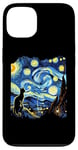 Coque pour iPhone 13 Van Gogh Black Cat Starry Night Amoureux des chats