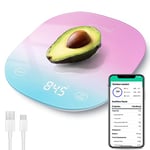 arboleaf Balance de cuisine, balance cuisine de précision 10kg/0,5g, balance de cuisine numérique qui Calcule les Calories, Balance Nutritionnelle Connectée Rechargeable USB et écran LED(Bleu et rose)