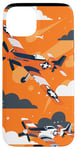 Coque pour iPhone 15 Plus Drapeau américain minimaliste orange tropical P-51 Mustang de la Seconde Guerre mondiale