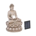 hillvert Solcelle-springvand - buddhafigur LED-belysning