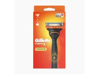 Gillette Fusion5 Power , Säker rakapparat, Svart, Orange, Rostfritt stål, AAA, 1 styck