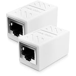 deleyCON 2X CAT6 Coupleur Connecteur de Câble Câbles de Réseau Câble Patch Câble Ethernet Adaptateur Modulaires Blindée 2X Prise Femelle RJ45 DSL LAN Blanc