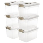 Citylife 6 Packs 8L Storage Boxes with Lids Clear Plastic Storage Box with Handle Stackable Storage Boxes, 31.5 * 22.5 * 19.5cm