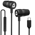 KLIM F1 - Écouteurs USB-C avec Micro + Haute Qualité Audio + Durables + Garantis 5 Ans + Écouteurs filaires avec Embouts en Mousse à Mémoire de Forme + Écouteurs Intra Auriculaires + NOUVEAUTÉ