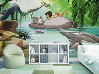 Komar Papier peint photo – Livre de la jungle nage avec Baloo – Dimensions : 368 x 254 cm – Livre de la jungle, Baloo, Mogli, Papier peint pour chambre d'enfant