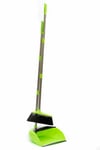 LONG HANDLED DUSTPAN AND BRUSH SET DUST PAN HANDLE BROOM GREEN