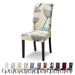 Lydevo Housse de Chaise Extensible Lot de 4 Housse de Chaise Salle à Manger Universel Lavable Moderne Couvre Couverture de Chaise pour Décor Salle à Manger Restaurant Hôtel Bouquet,Feuilles Beiges