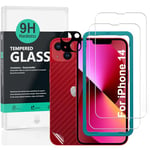 Ibywind Screen Protector (2 Pack) For iPhone 14,9H Hardness Tempered Glass,With 1Pc Metal Camera Lens Protector,1Pc Back Protector,Easy to Install