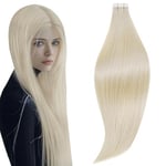 RUNATURE Extension Adhesif Cheveux Humain Blond Extension Adhesive Invisible Cheveux Naturel Lisse Blond Blanc Extension Tape in Cheveux Naturel Remy 14 Pouces/35cm 20 Pièces/40g #800