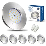 HiBay Spot LED Encastrable Extra plat 7W,6x Spot Salle de Bain IP44,Blanc Neutre 4500K,Trou 60-68mm,Spots de Plafond Inox Brossé 220V 850lm Pour Cuisine Salon