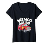 Womens Funny Firefighter Art For Men Women Kids Fire Truck Fireman V-Neck T-Shirt