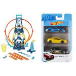 Hot Wheels Track Builder Triple Looping Circuit à 3 loopings modulables, Petite Voiture de Course Incluse & Coffret 3 véhicules, Jouet pour Enfant de Petites Voitures Miniatures