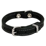 Jack and Vanilla - Collier pour Chien Cuir Gras - Matière Solide, Durable, Facile à Entretenir, Toucher Doux et Agréable - Look Moderne - Couleur Noir, Taille 16 mm x 40 cm